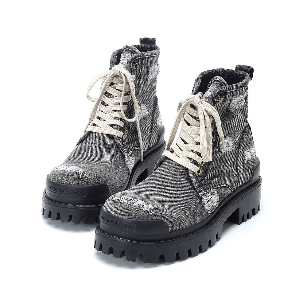 Denim canvas thick-soled Martin boots ArtsKoreanMan