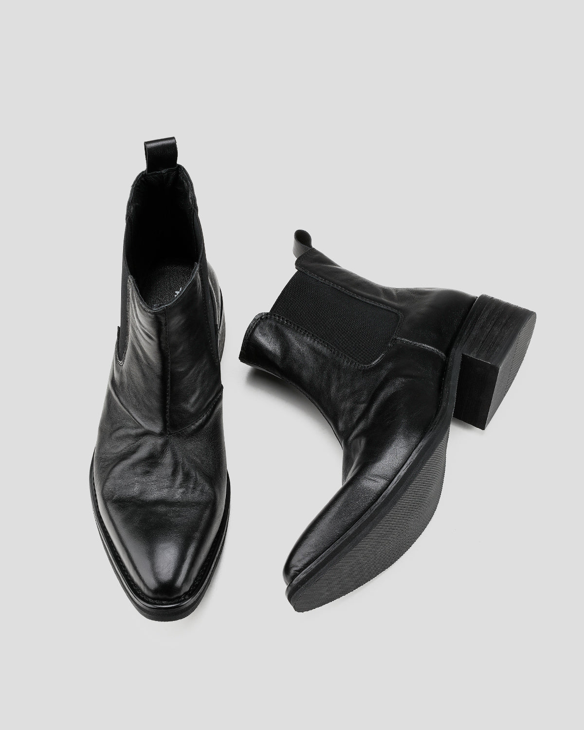 Pointed-toe Leather Platform Chelsea Boots