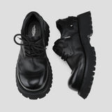 Black Raised Toe Casual Thick-soled Derby Shoes ArtsKoreanMan