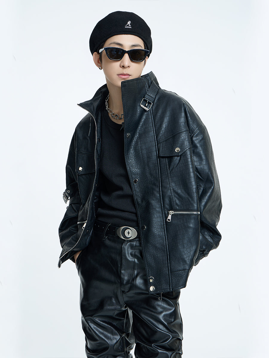 【23s September.】Loose Casual Retro PU Leather Jacket+ Leather Pants-M/L ArtsKoreanMan
