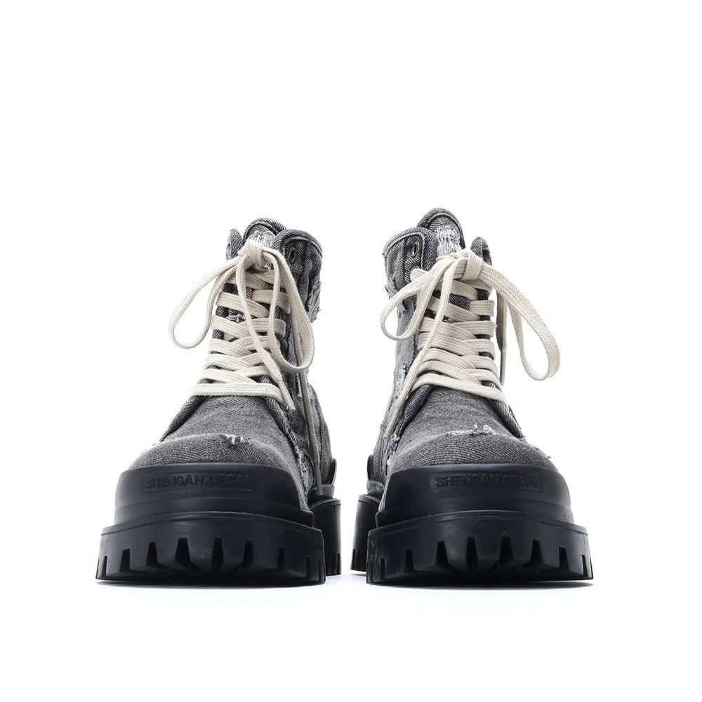 Denim canvas thick-soled Martin boots ArtsKoreanMan