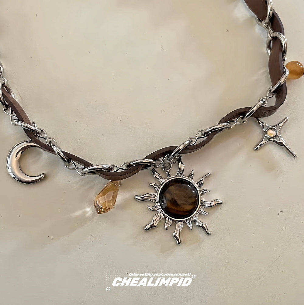 Maillard Brown Blazing Sun Star Necklace ArtsKoreanMan
