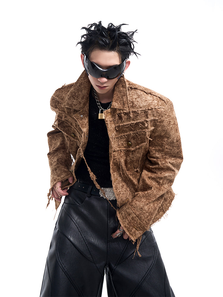 【24s Dec.】Desert Wasteland Style Raw Edged Denim Jacket ArtsKoreanMan