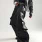 【23s December.】Loose Glossy Leather Pants with Large Pockets