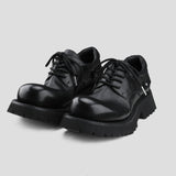 Black Raised Toe Casual Thick-soled Derby Shoes ArtsKoreanMan