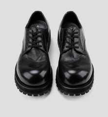 Washed Leather Thick-soled Round-toe Derby Shoes