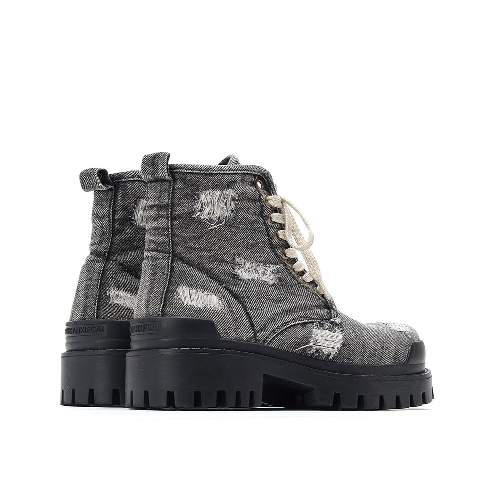 Denim canvas thick-soled Martin boots ArtsKoreanMan