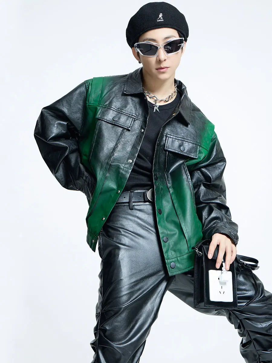 【23s September.】Dyed PU Punk Jacket+ Leather Pants ArtsKoreanMan