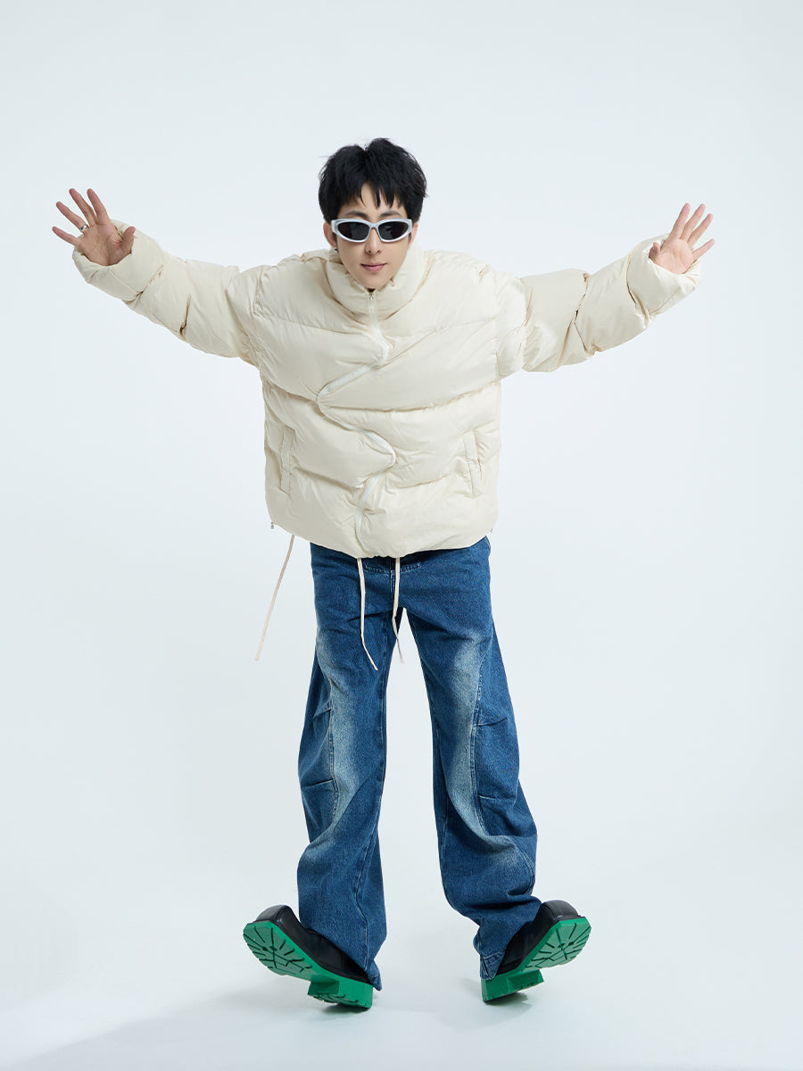 【23s September.】Irregular Zipper Design Padded Jacket -L ArtsKoreanMan