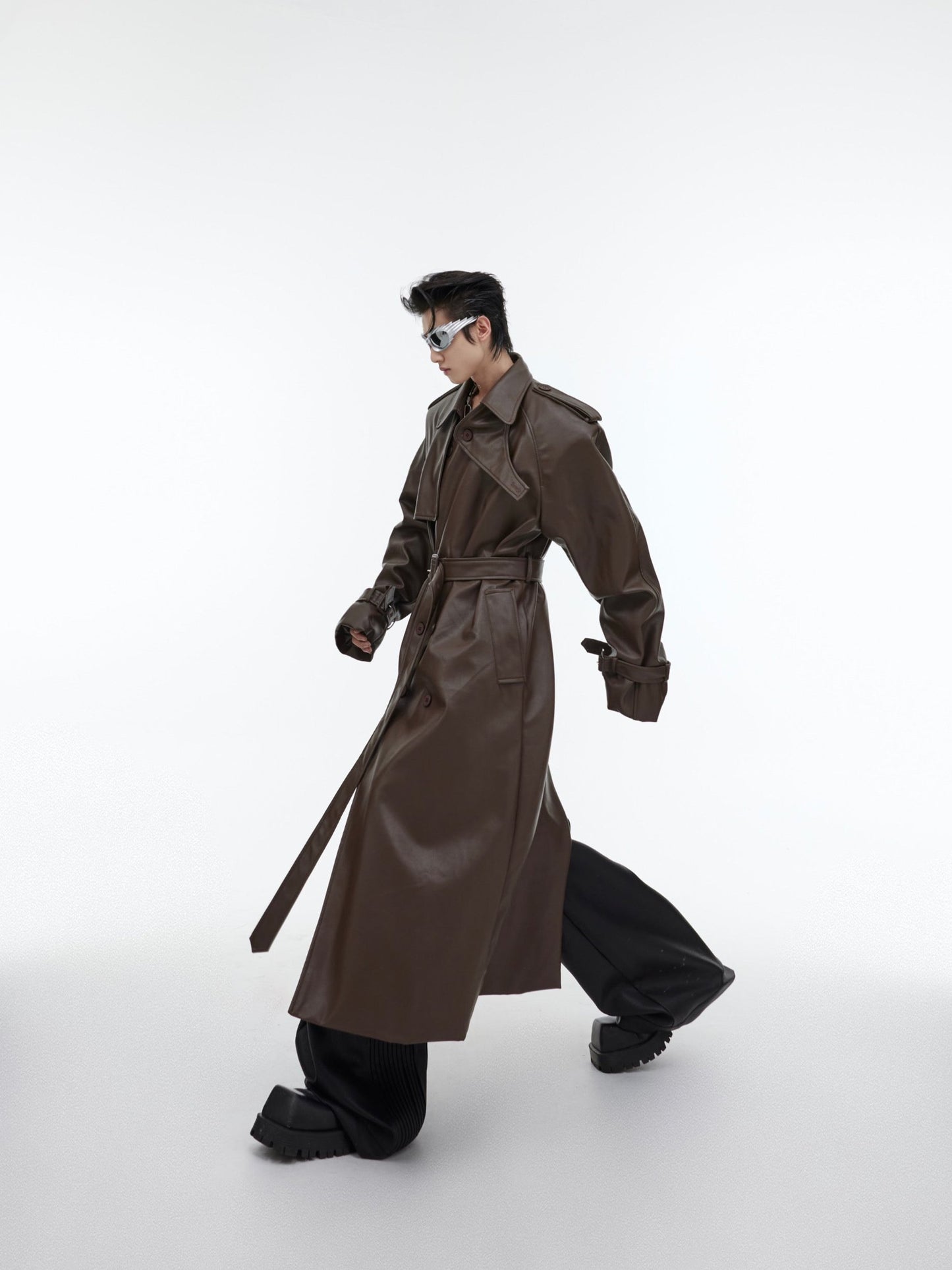 【23s October.】Deconstructed Silhouette PU Leather Coat