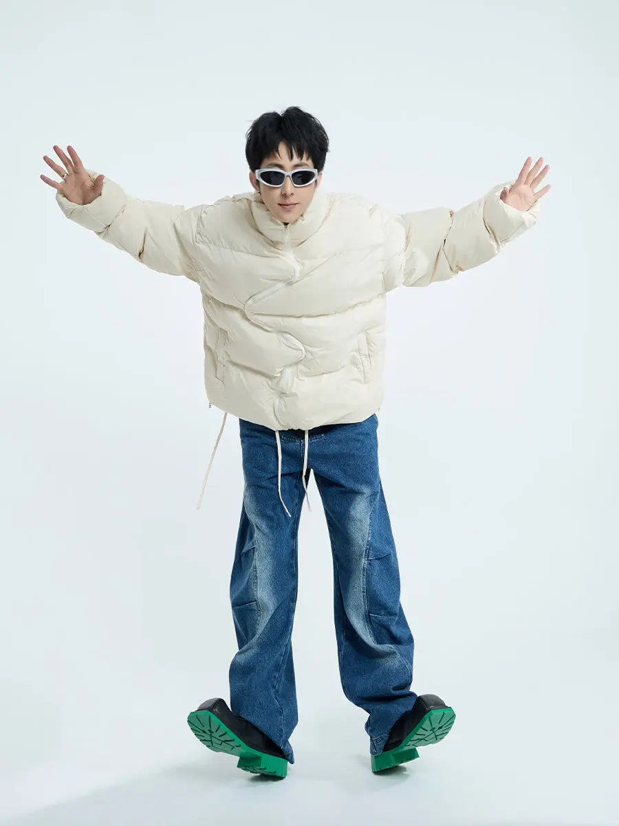 【23s September.】Irregular Zipper Design Padded Jacket ArtsKoreanMan