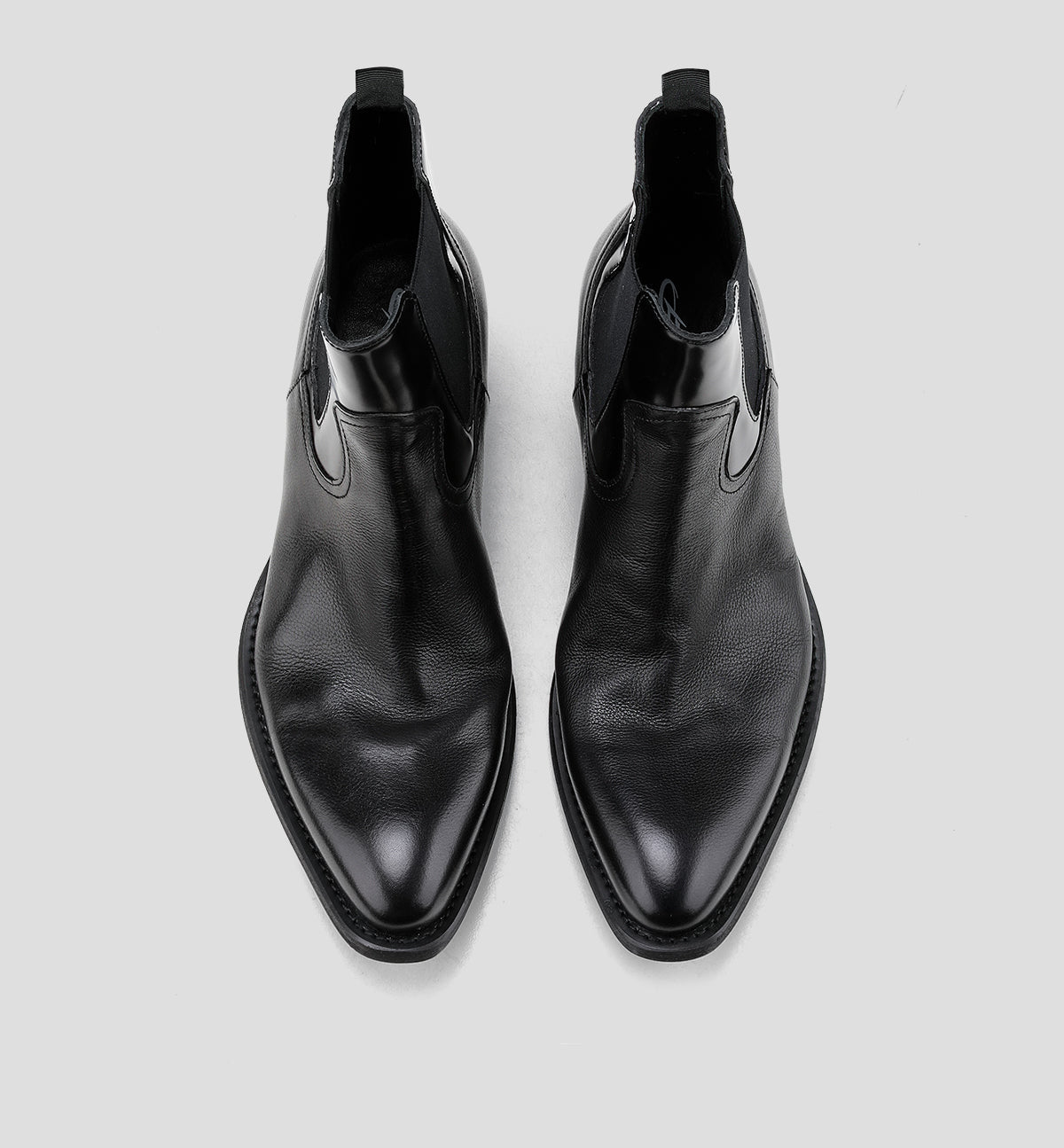 Pointed-toe Cowhide Upturned Toe Wizard Chelsea Boots