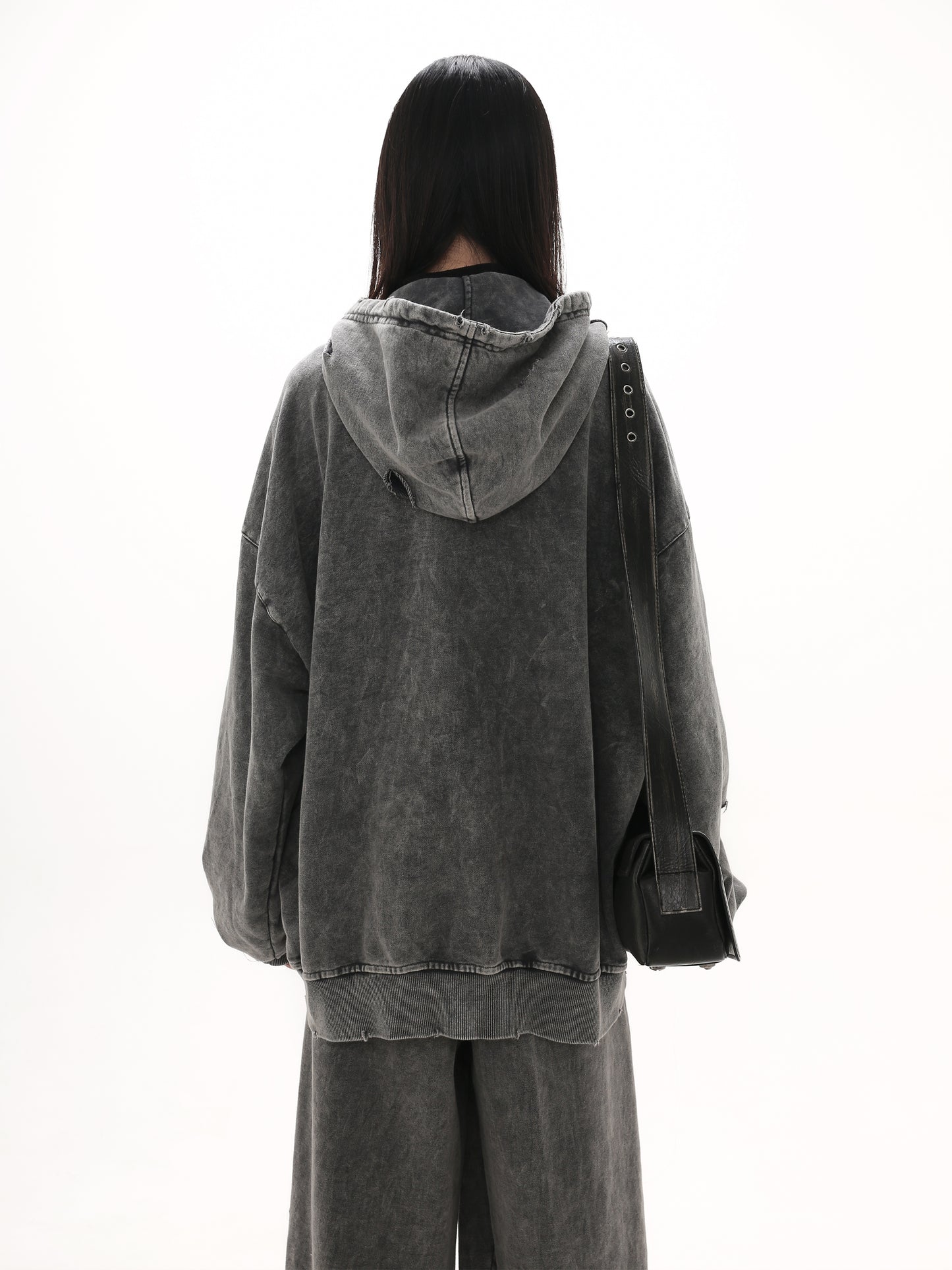 【25s Mar.】Destroyed Washed Distressed Hooded Cardigan Baggy Pants Suit