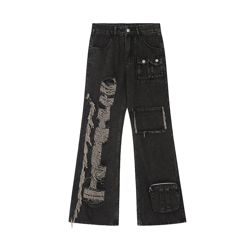 【24s January.】Retro Ripped Multi-pocket Cargo Jeans ArtsKoreanMan