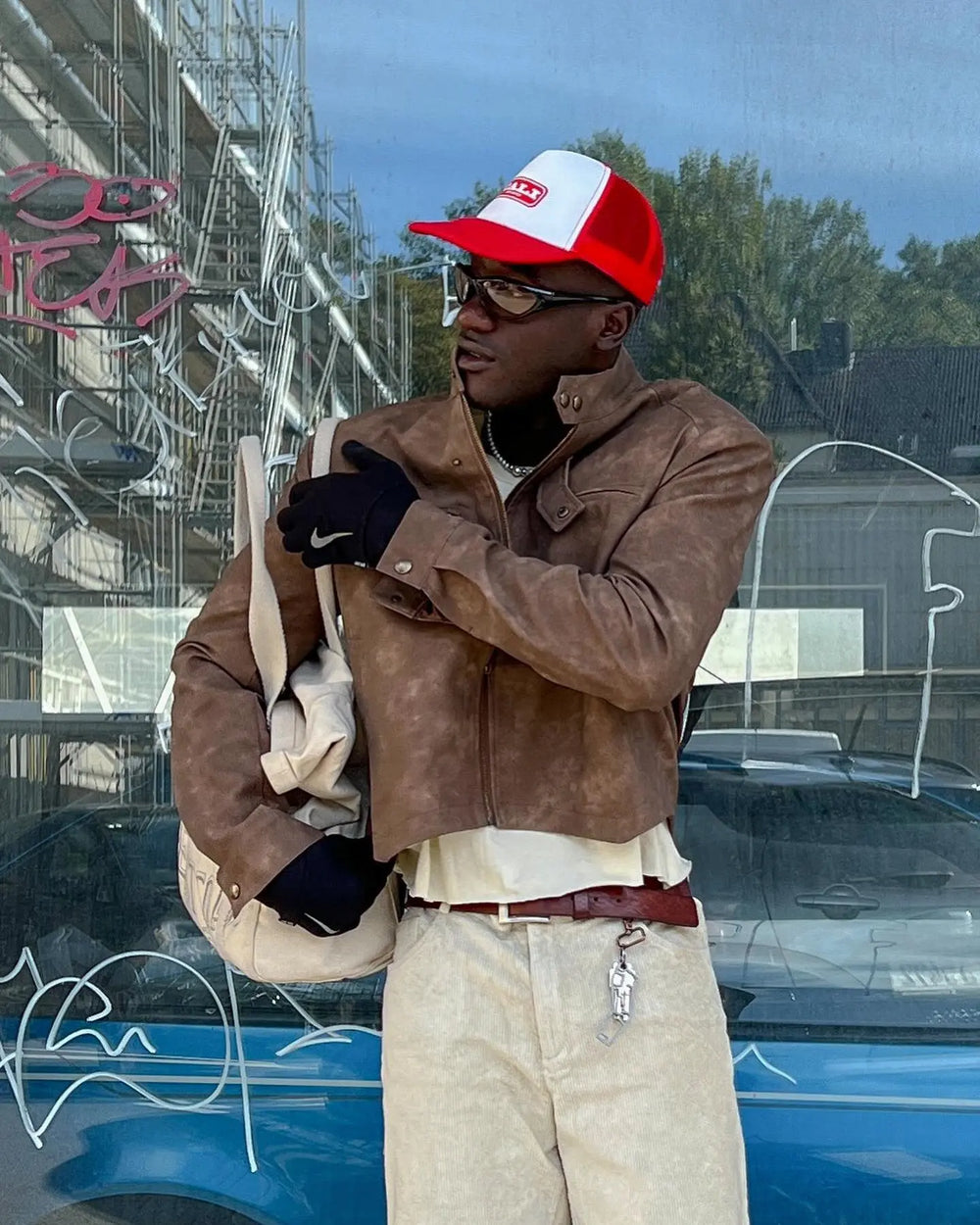 【23s August.】Brown Shoulder Pad Leather Jacket ArtsKoreanMan