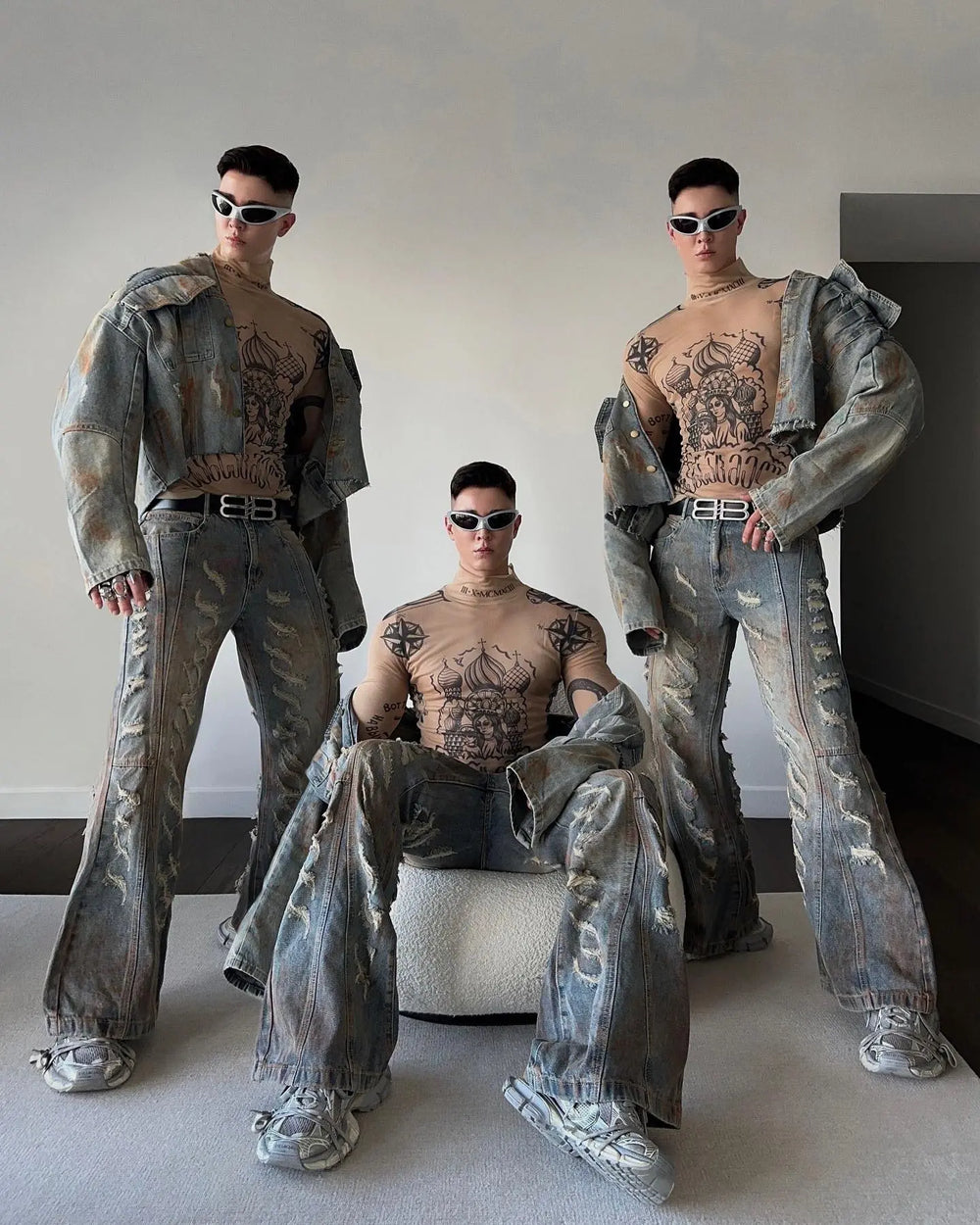 【23s August.】Distressed Denim Jacket Ripped Jeans ArtsKoreanMan