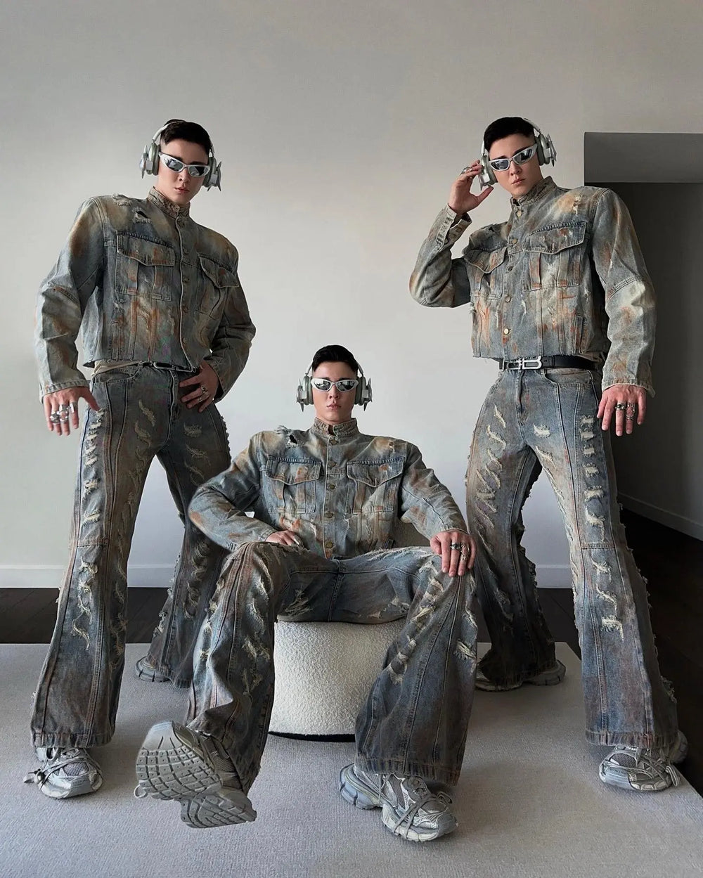 【23s August.】Distressed Denim Jacket Ripped Jeans ArtsKoreanMan