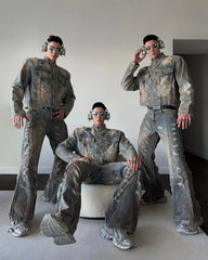 【23s August.】Distressed Denim Jacket Ripped Jeans ArtsKoreanMan