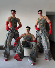 【23s August.】Distressed Denim Jacket Ripped Jeans ArtsKoreanMan