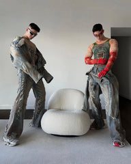 【23s August.】Distressed Denim Jacket Ripped Jeans ArtsKoreanMan