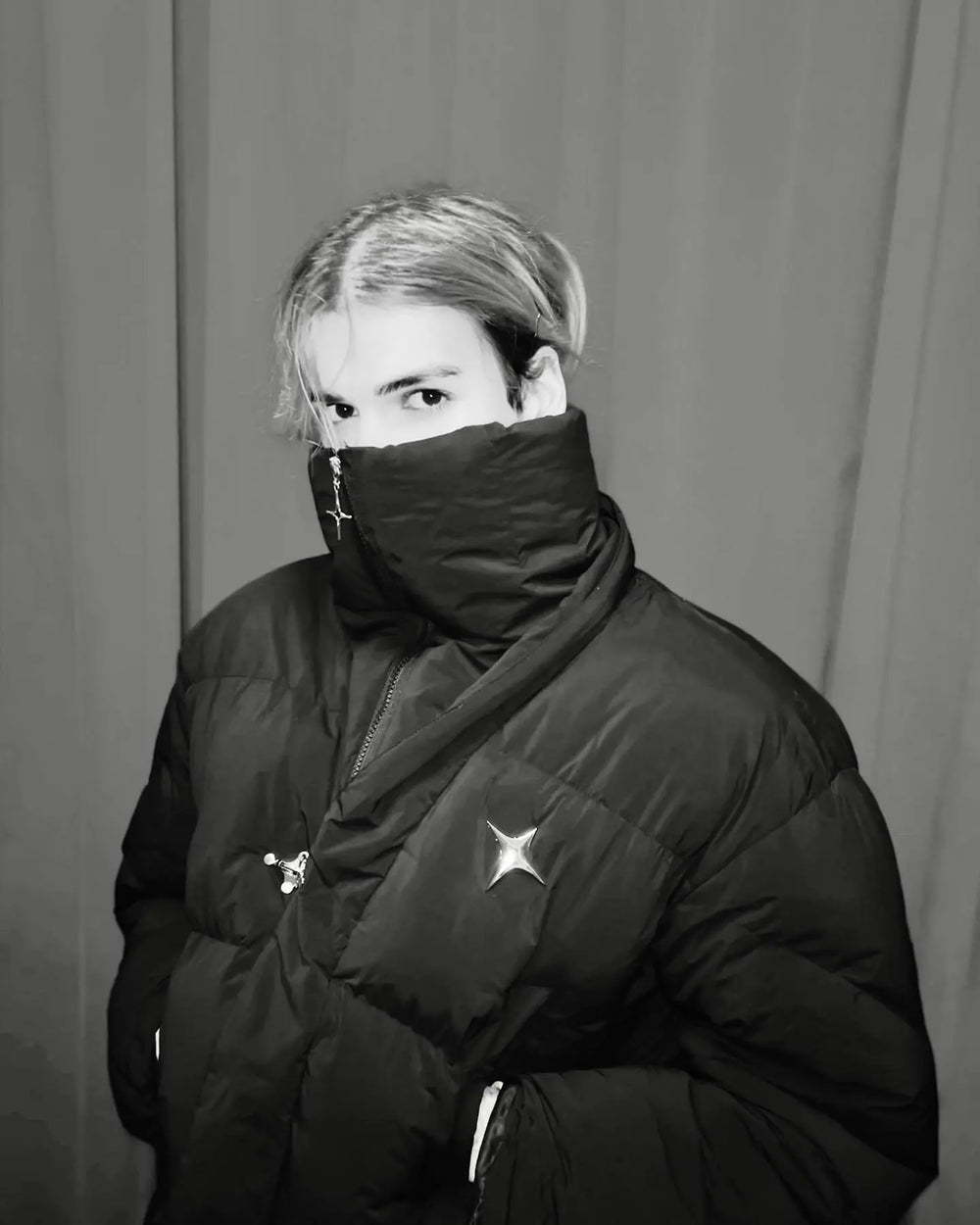 High Neck Asymmetrical Design Winter Coat ArtsKoreanMan