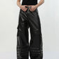 【24s April.】Multi-pocket Pleated Design PU Leather Pants
