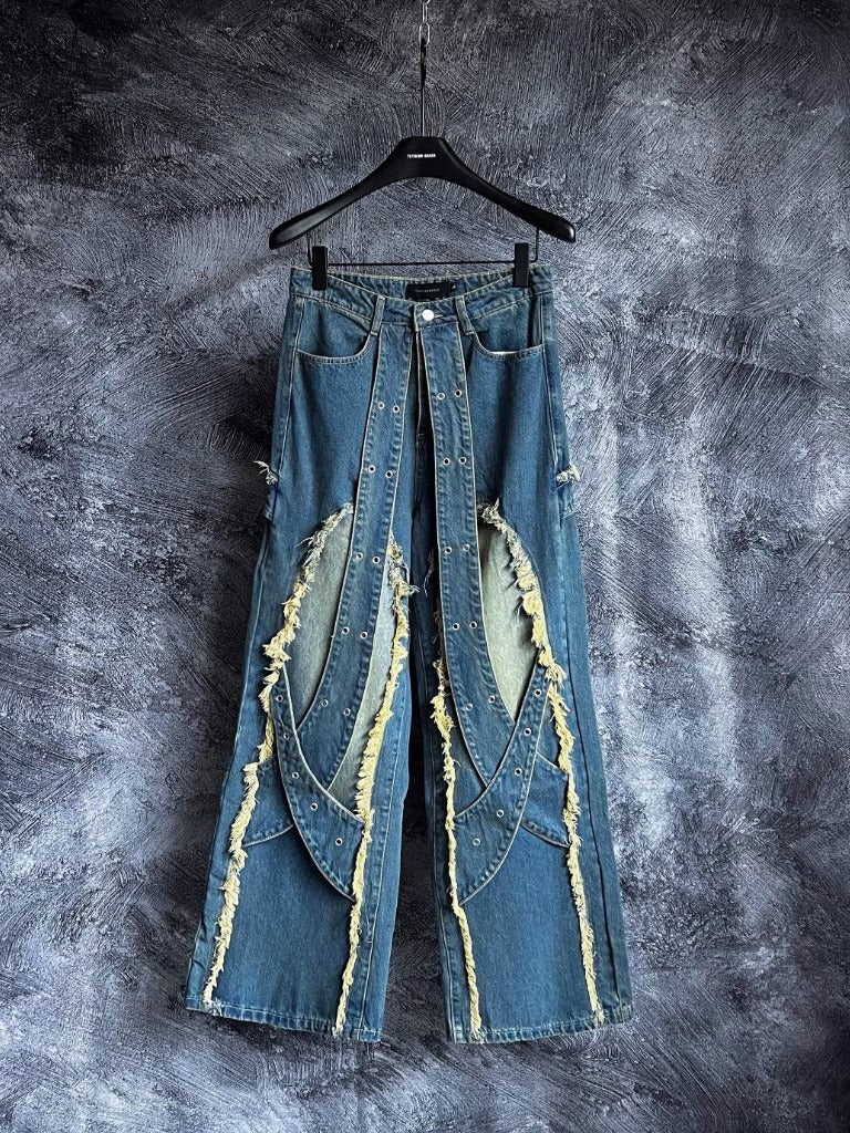 【25s Jan.】Ribbon Stitching Straight-leg Heavy-duty Jeans