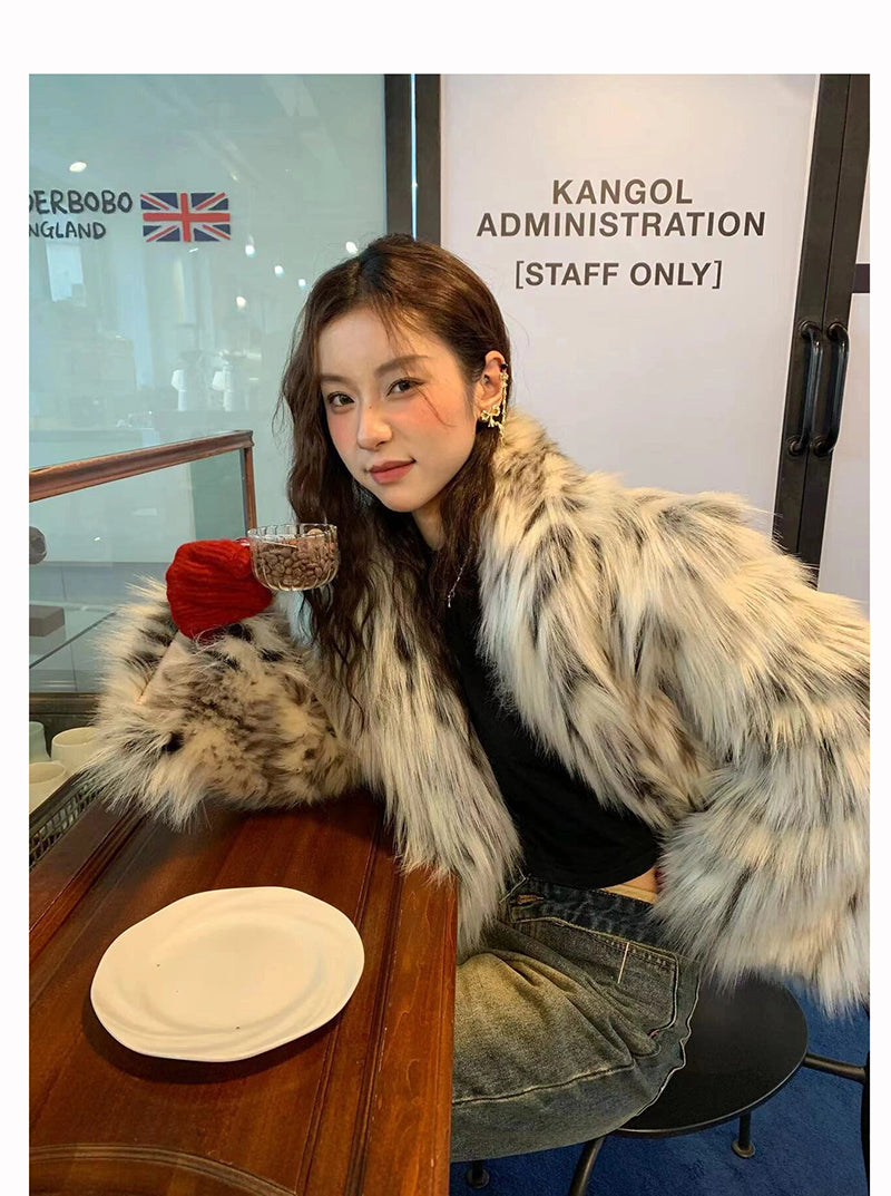 【24s Nov.】Leopard Plush Faux Fur Coat（Girls) ArtsKoreanMan