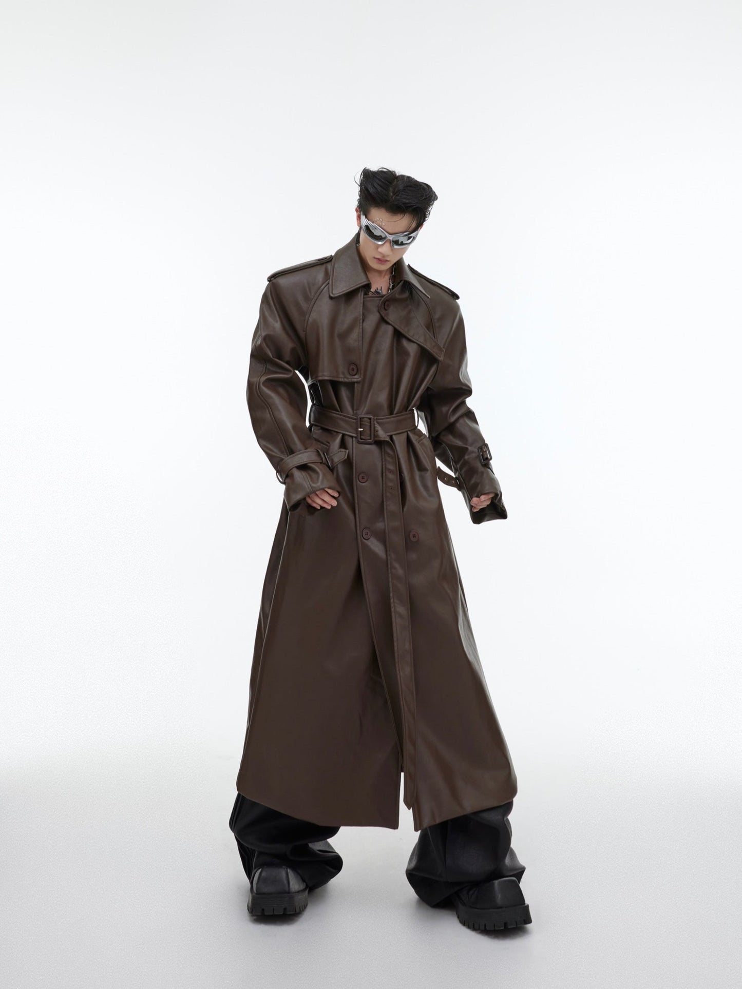 【23s October.】Deconstructed Silhouette PU Leather Coat