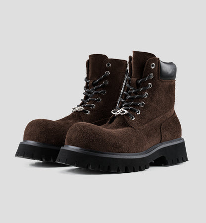 Brown Plush Cowhide Martin Boots