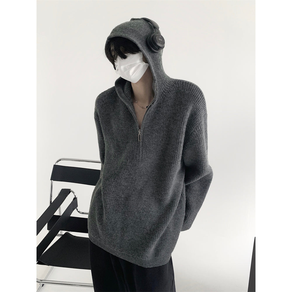 【23s November.】Half-zip Hooded Knitted Sweater ArtsKoreanMan