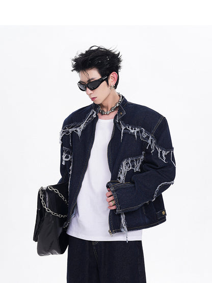 【24s Sep.】Fringed Distressed Denim Jacket ArtsKoreanMan