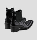 Pointed-toe Cowhide Upturned Toe Wizard Chelsea Boots