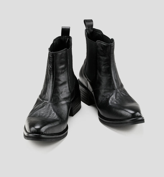Pointed-toe Leather Platform Chelsea Boots