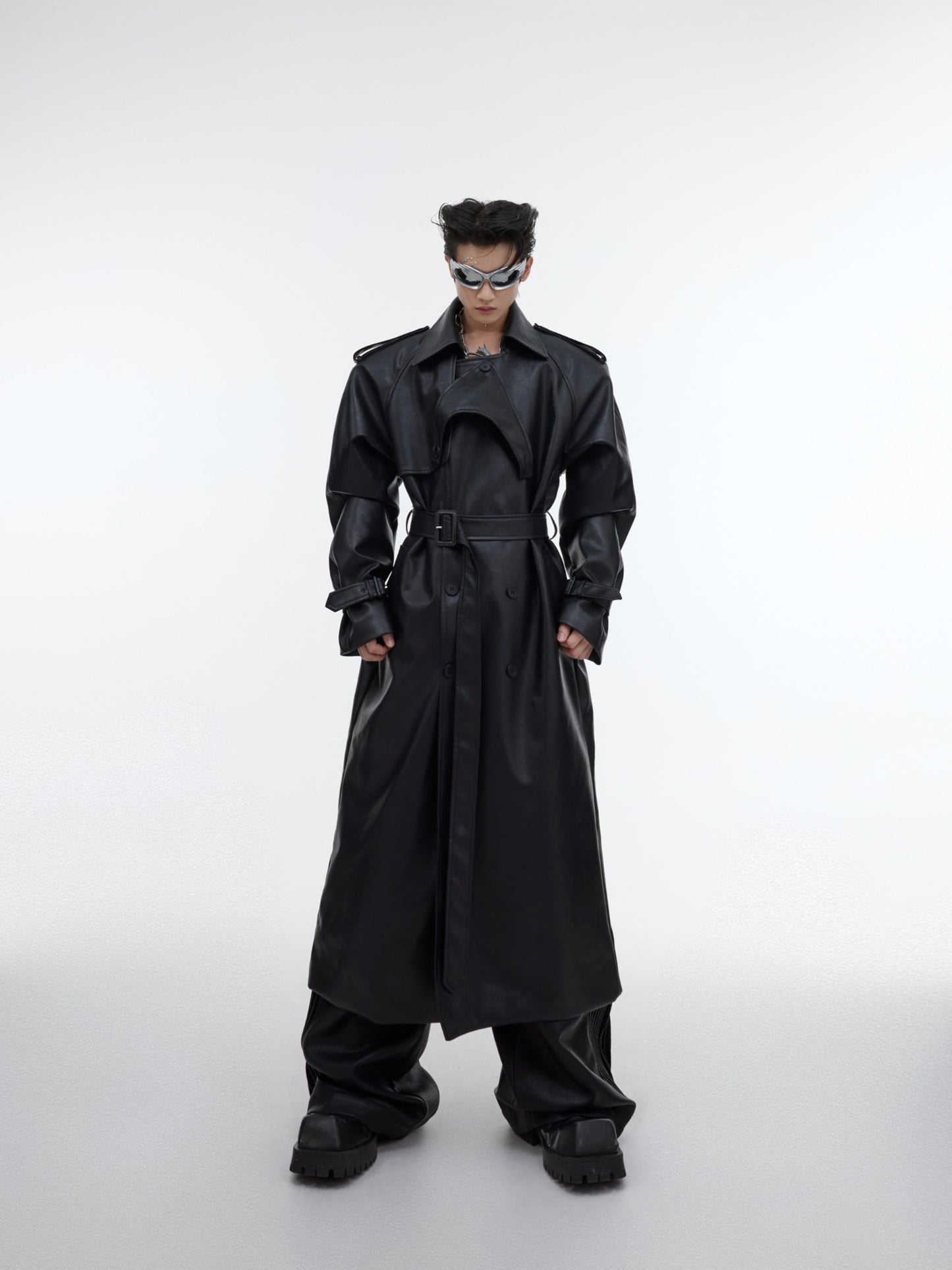 【23s October.】Deconstructed Silhouette PU Leather Coat