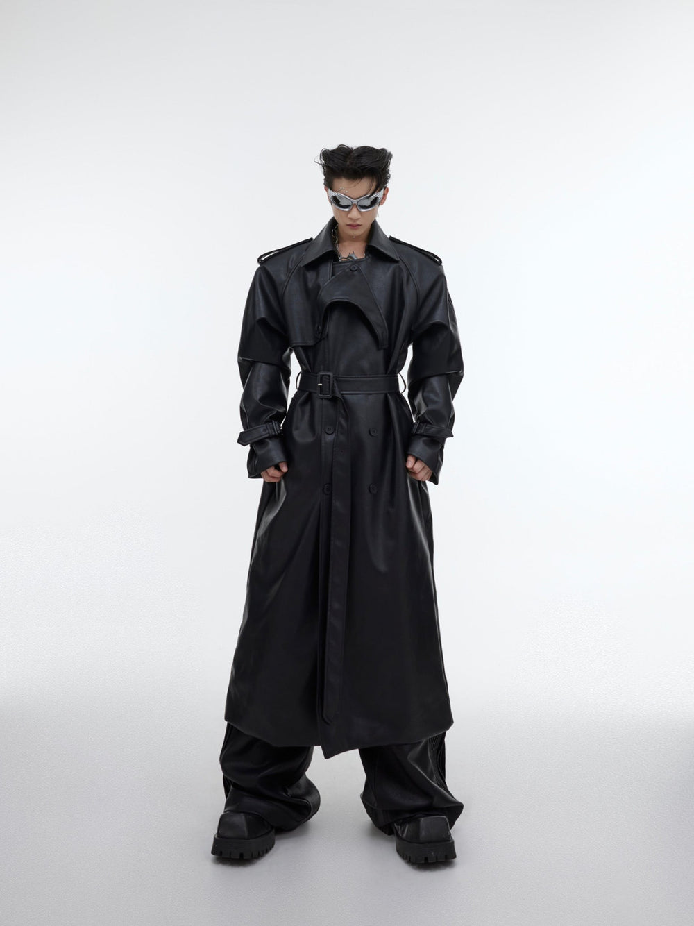 【23s October.】Deconstructed Silhouette PU Leather Coat ArtsKoreanMan