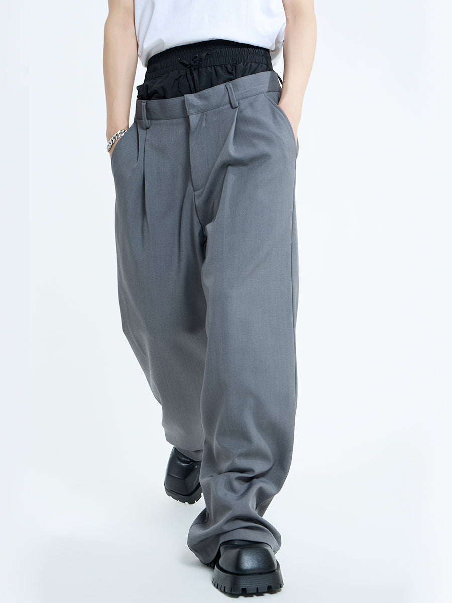 【23s September.】Double Layer High Waist Relaxed Pants