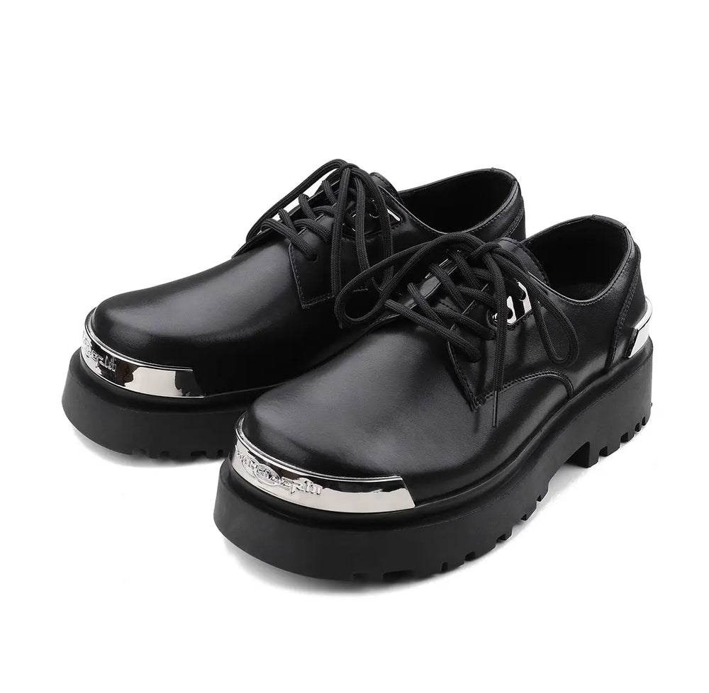【New】Round and Big Toe Platform Leather Shoes ArtsKoreanMan