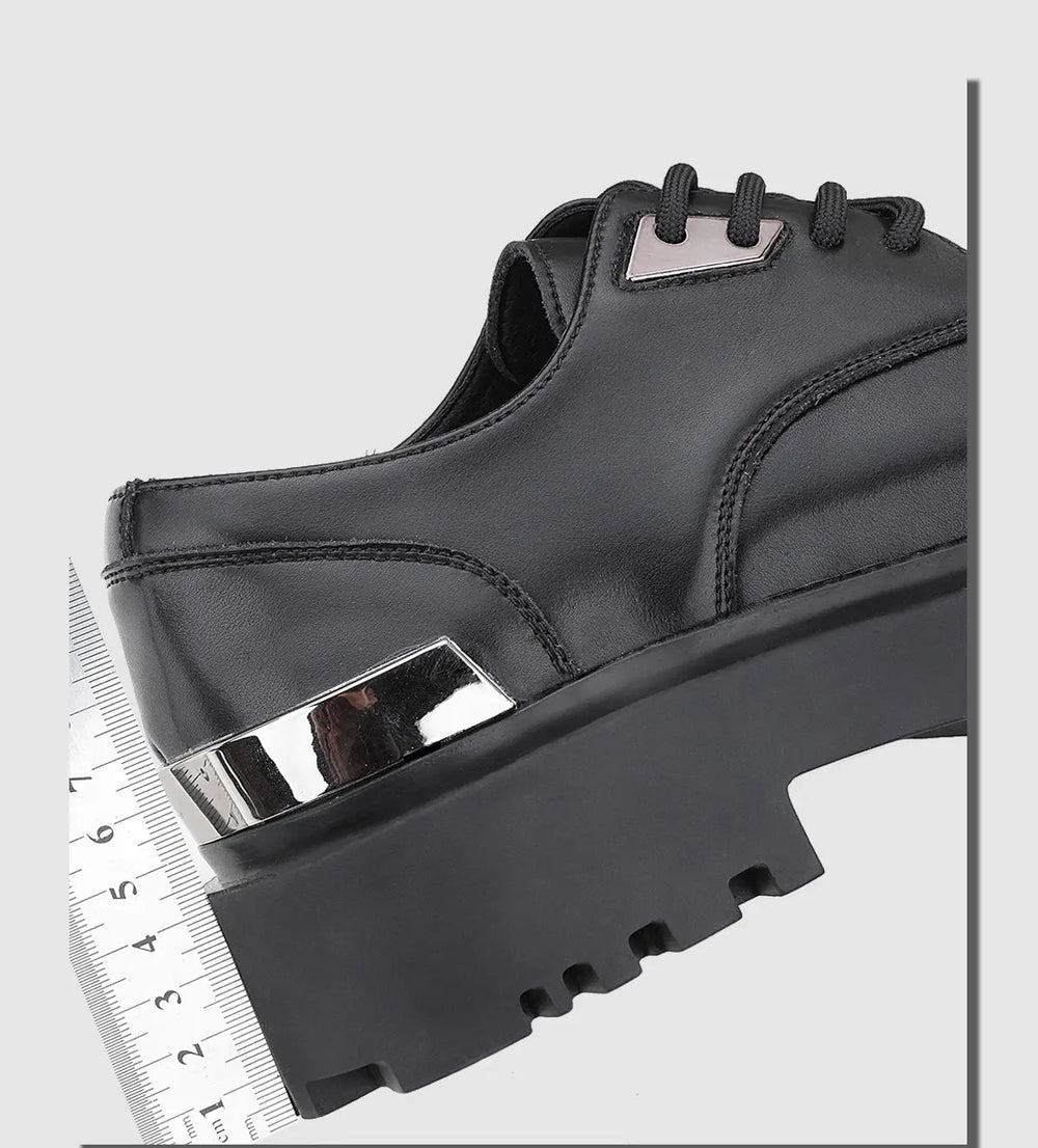 【New】Round and Big Toe Platform Leather Shoes ArtsKoreanMan