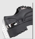 【New】Round and Big Toe Platform Leather Shoes ArtsKoreanMan