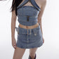 【23s August.】Trend Denim Vest Tight Skirt