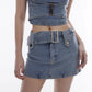 【23s August.】Trend Denim Vest Tight Skirt