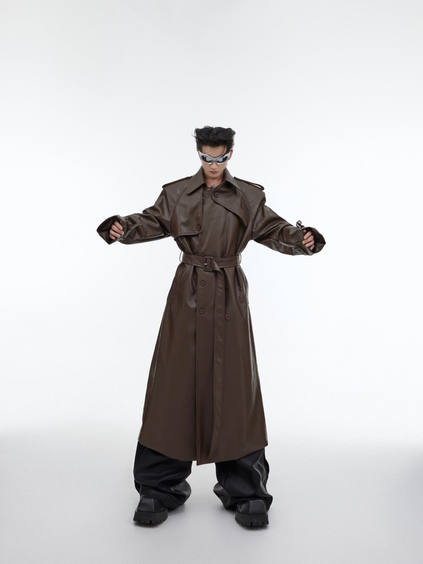 【23s October.】Deconstructed Silhouette PU Leather Coat