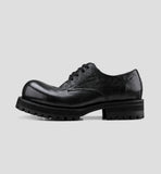Washed Leather Thick-soled Round-toe Derby Shoes