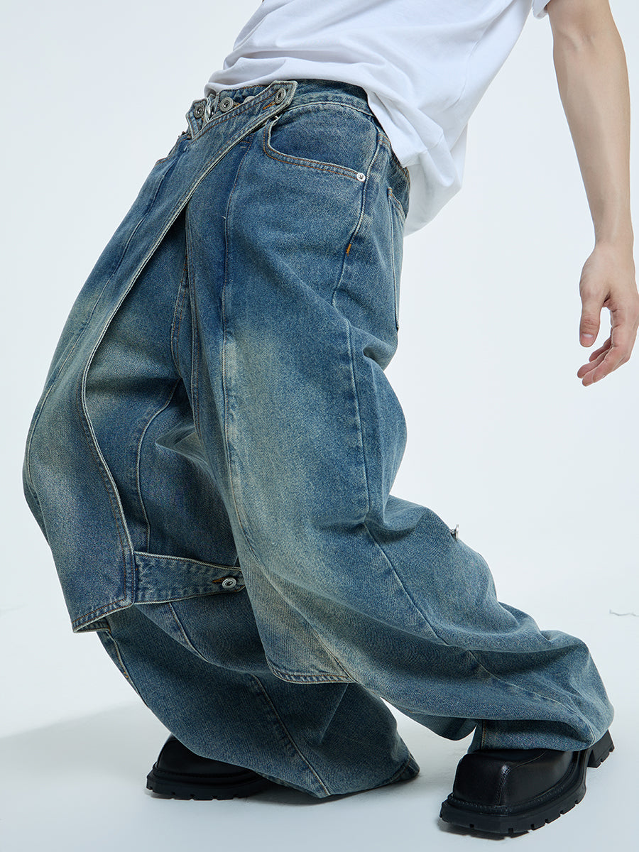 【23s September.】Statement Cross-panel Denim Jeans-L ArtsKoreanMan