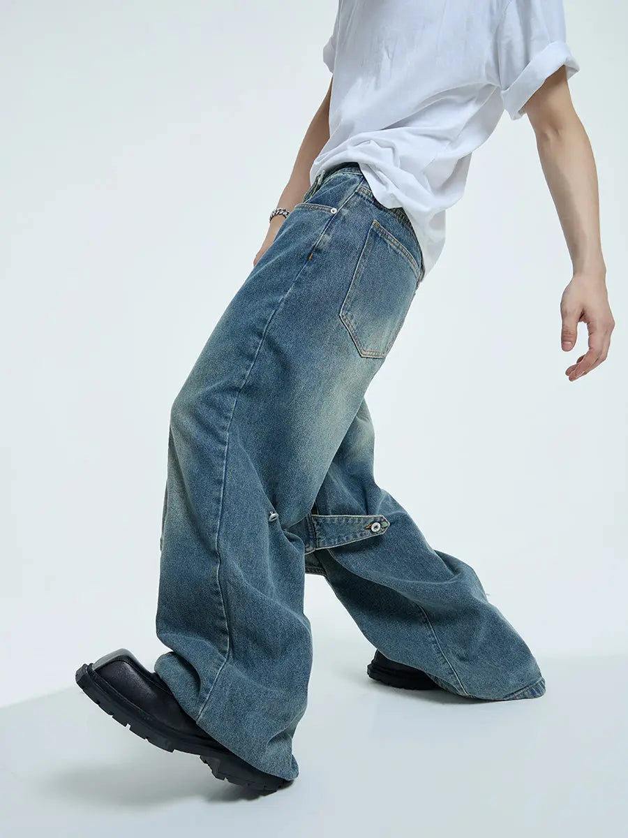 【23s September.】Statement Cross-panel Denim Jeans ArtsKoreanMan