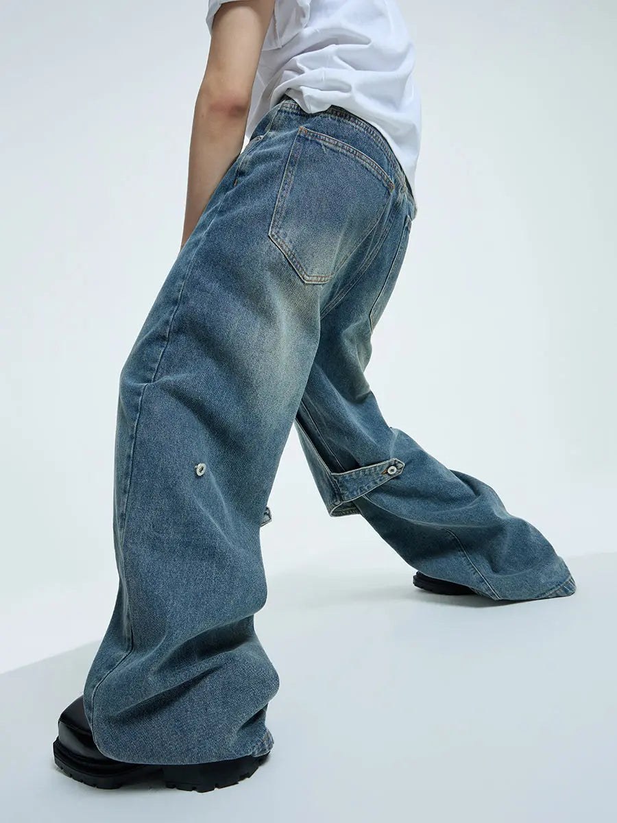 【23s September.】Statement Cross-panel Denim Jeans ArtsKoreanMan