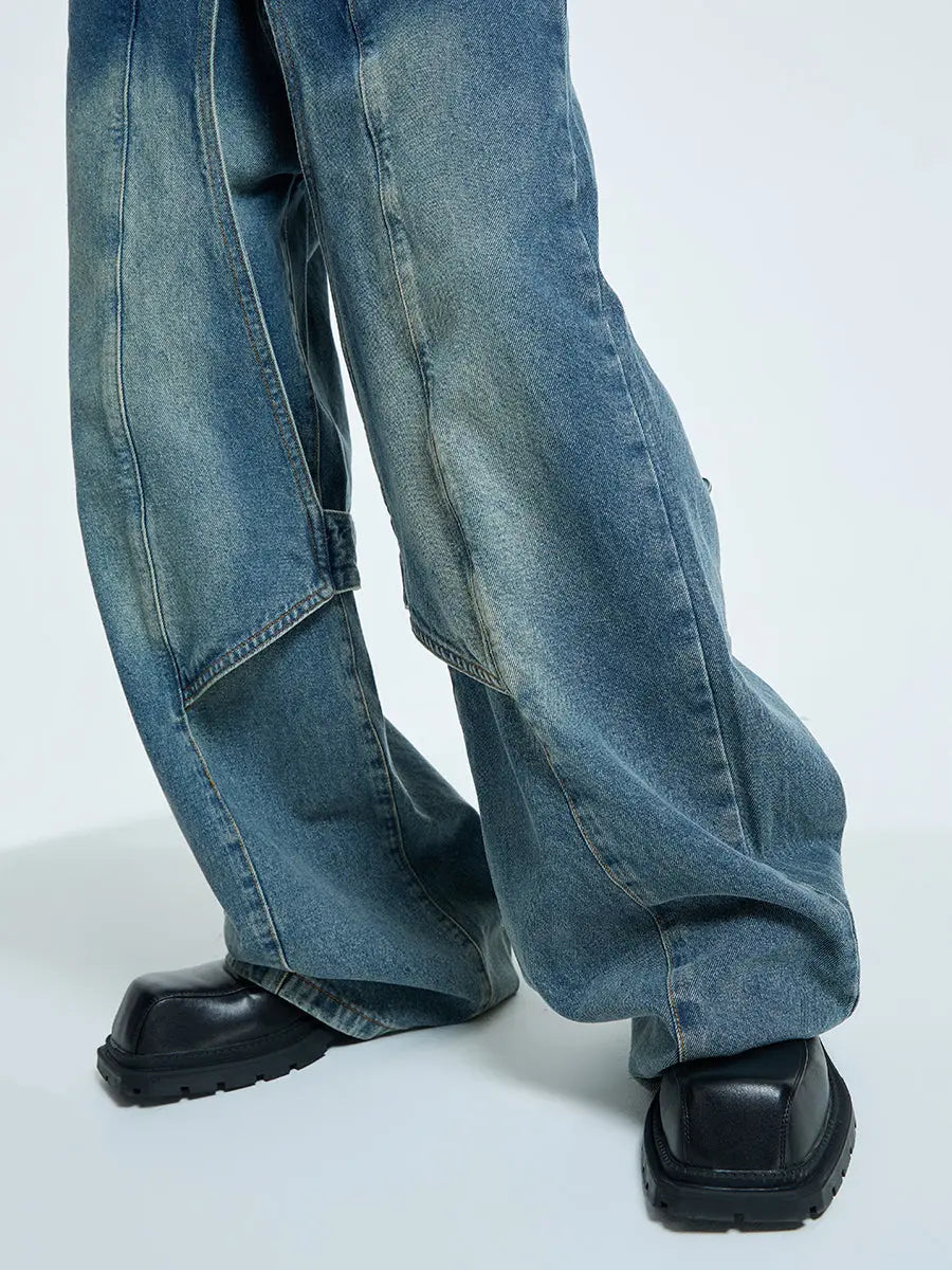 【23s September.】Statement Cross-panel Denim Jeans ArtsKoreanMan