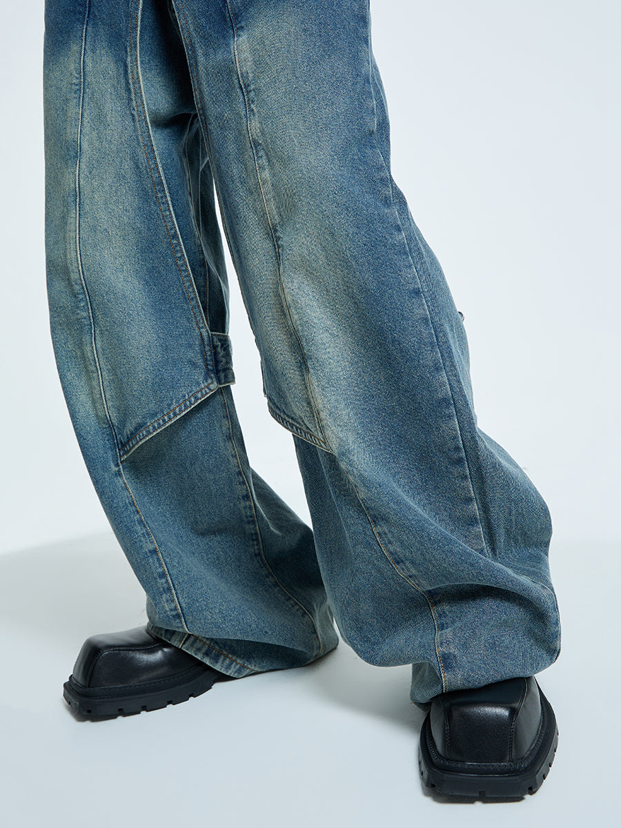 【23s September.】Statement Cross-panel Denim Jeans-L ArtsKoreanMan