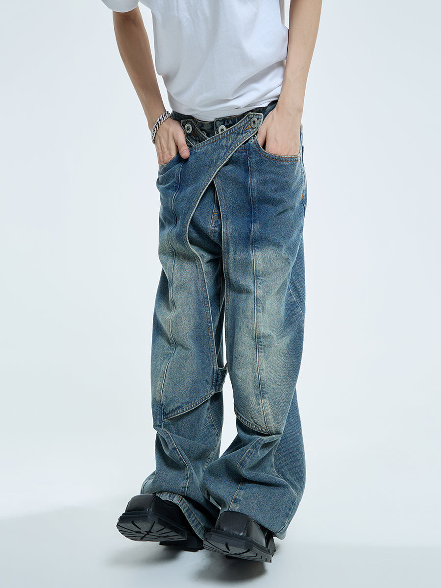 【23s September.】Statement Cross-panel Denim Jeans-L ArtsKoreanMan